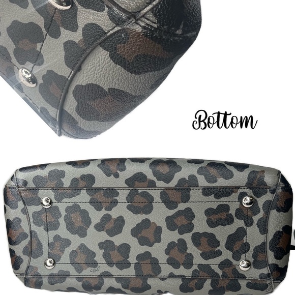 COACH SMALL MARGOT CARRYALL IN OCELOT PRINT F35897 LEOPARD GREY BLACK BAG PURSE - Picture 4 of 7